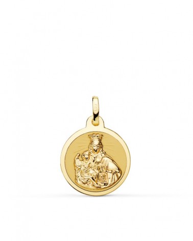 Escapulario oro 18k Virgen del Carmen y Corazón de Jesús 16mm