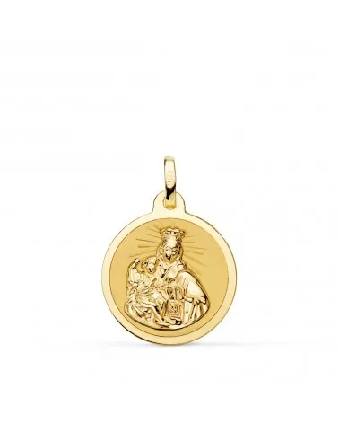 Escapulario oro 18k Virgen del Carmen y Corazón de Jesús 18mm