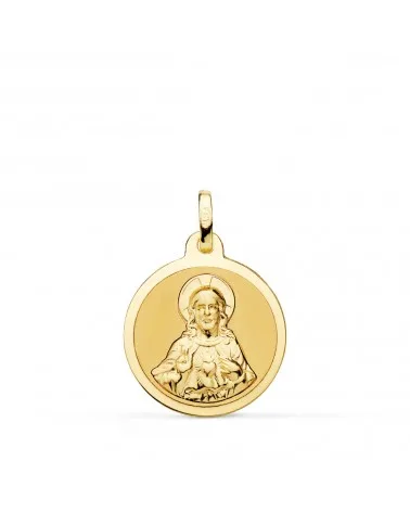 Escapulario oro 18k Virgen del Carmen y Corazón de Jesús 18mm