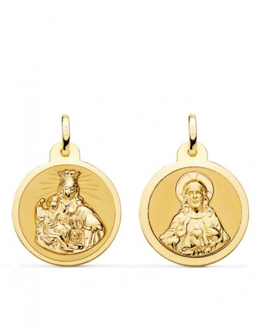 Escapulario Virgen del Carmen oro 18k amarillo 20mm