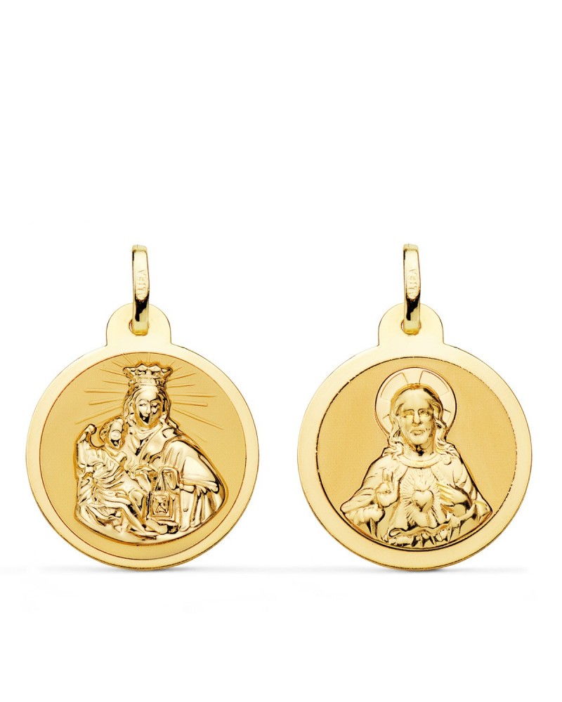 Escapulario Virgen del Carmen oro 18k amarillo 20mm