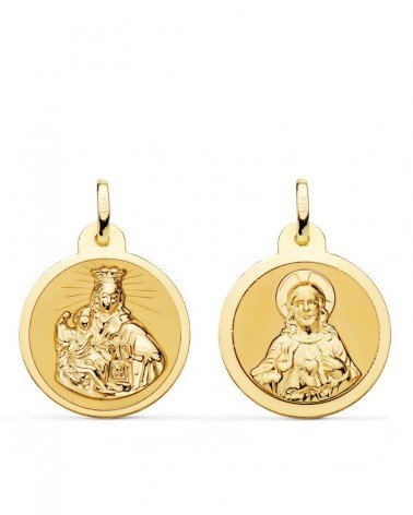 Escapulario Virgen del Carmen oro 18k amarillo 20mm