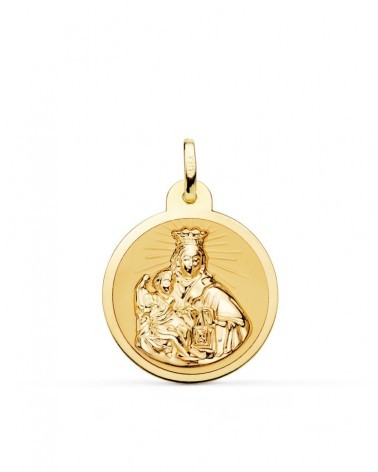 Escapulario oro 18k Virgen del Carmen y Corazón Jesús 22mm