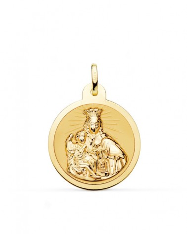 Escapulario oro 18k Virgen del Carmen Corazón de Jesús 24mm
