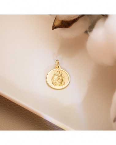 Escapulario oro 18k Virgen del Carmen y Corazón Jesús 18mm