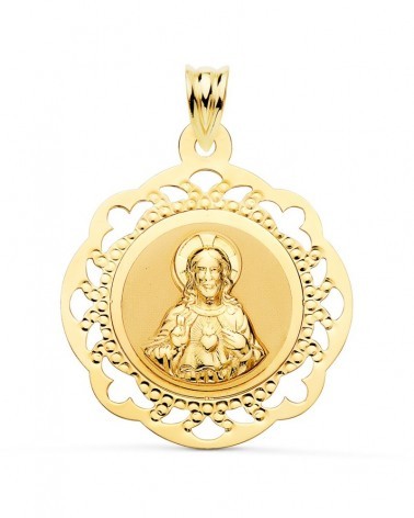 Escapulario oro 18k Virgen del Carmen calado 31x27mm