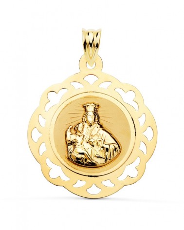 Escapulario oro 18k Virgen del Carmen calado 31x27mm