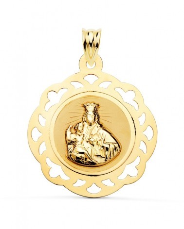 Escapulario oro 18k Virgen del Carmen calado 31x27mm