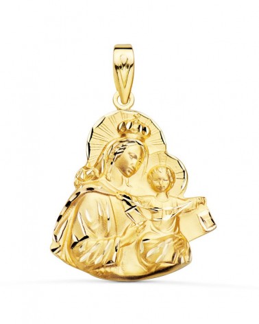 Medalla oro 18k Virgen del Carmen tallada 25x23mm