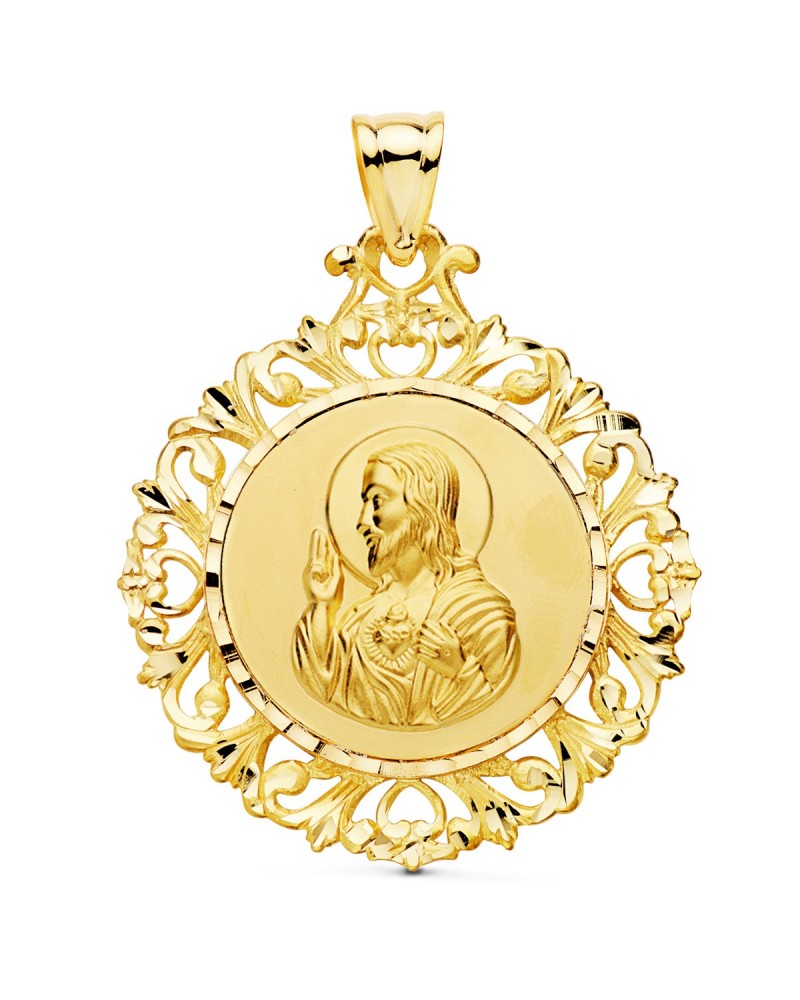 Medalla escapulario oro 18k Corazón de Jesús 45x40mm