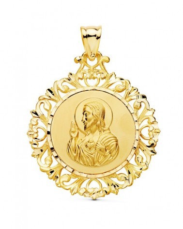 Medalla escapulario oro 18k Corazón de Jesús 45x40mm