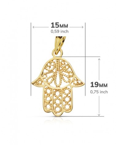 Colgante oro 18k mano de Fátima calada 19x15mm