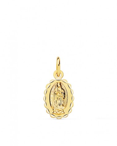 Medalla oro 18k Virgen de Guadalupe oval 12x9mm