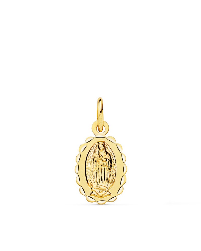 Medalla oro 18k Virgen de Guadalupe oval 12x9mm