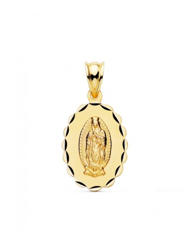 Medalla oro 18k Virgen de Guadalupe oval 21x15 mm