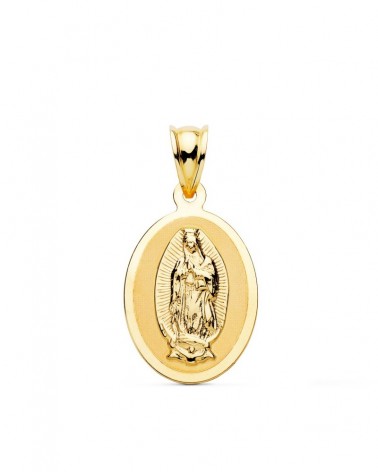 Medalla oro 18k Virgen de Guadalupe oval 21x15mm