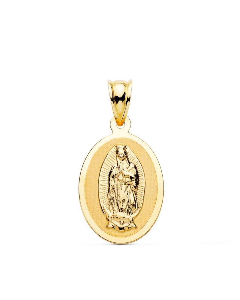 Medalla oro 18k Virgen de Guadalupe oval 21x15mm