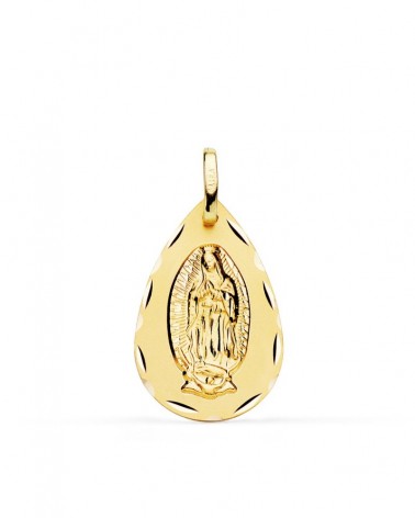 Medalla Virgen de Guadalupe oro 18k gota 23x15mm
