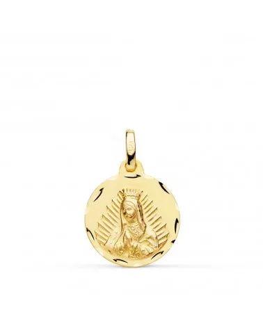 Medalla oro 18k Virgen de Guadalupe tallada 14mm