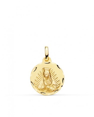 Medalla Virgen de Guadalupe oro 18k tallada 16mm