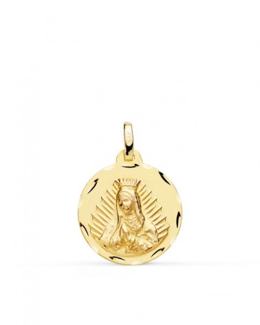 Medalla oro 18k Virgen de Guadalupe tallada 18mm