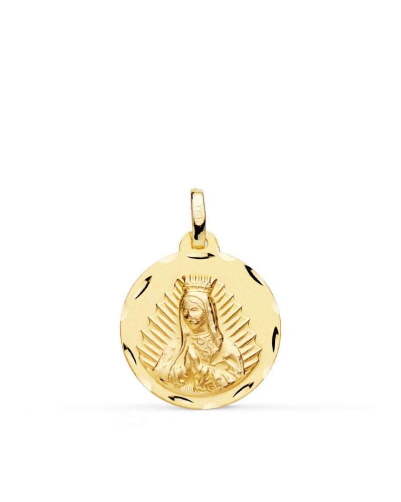 Medalla oro 18k Virgen de Guadalupe tallada 18mm