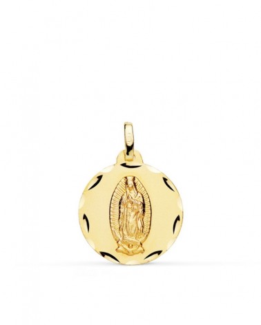 Medalla oro 18k Virgen de Guadalupe tallada 18mm