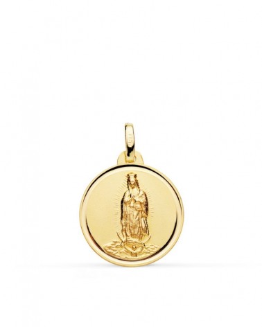 Medalla oro 18k Virgen Guadalupe bisel 18mm