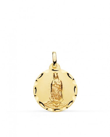 Medalla oro 18k Virgen de Guadalupe tallada 18mm