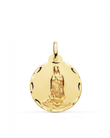 Medalla oro 18k Virgen de Guadalupe tallada 22mm