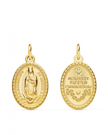 Medalla oro 18k Virgen de Guadalupe escapulario 18x14mm