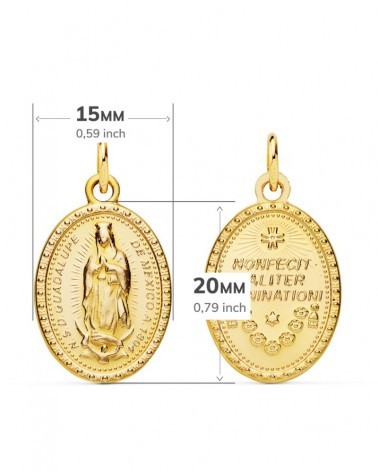 Escapulario Virgen de Guadalupe oro 18k amarillo 23x15mm