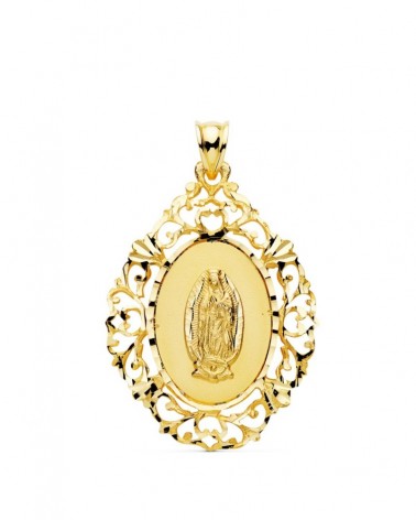 Medalla Virgen de Guadalupe oro 18k americana 36x26 mm