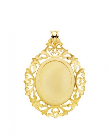 Medalla oro 18k Virgen de Guadalupe filigrana 39x30mm