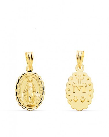 Escapulario Virgen Milagrosa oro 18k tallado 15x11 mm
