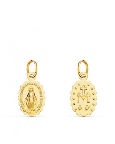 Medalla Virgen Milagrosa oro 18k oval matizada 12x9mm