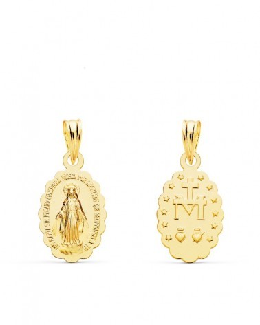 Escapulario Virgen Milagrosa oro 18k 15x10mm