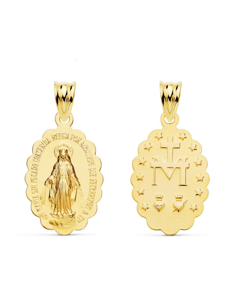 Medalla Virgen de la Milagrosa oro 18k ovalada 23,5x15 mm