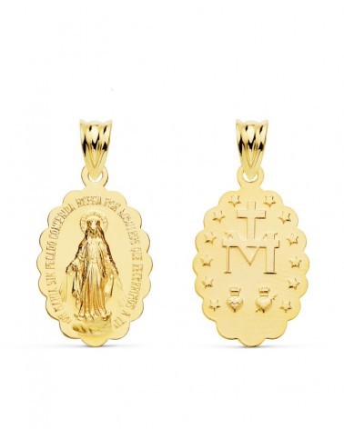 Medalla Virgen de la Milagrosa oro 18k ovalada 23,5x15 mm
