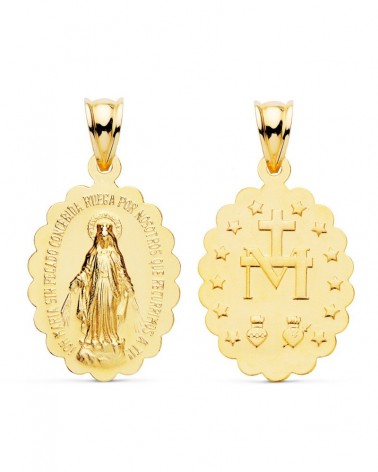 Escapulario Virgen Milagrosa oro 18k ovalado 25x18mm