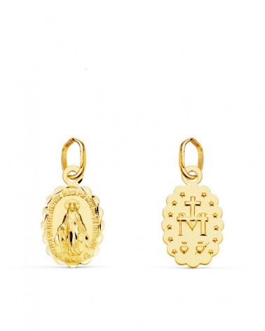Medalla oro 18k Virgen Milagrosa oval tallada 12x9mm