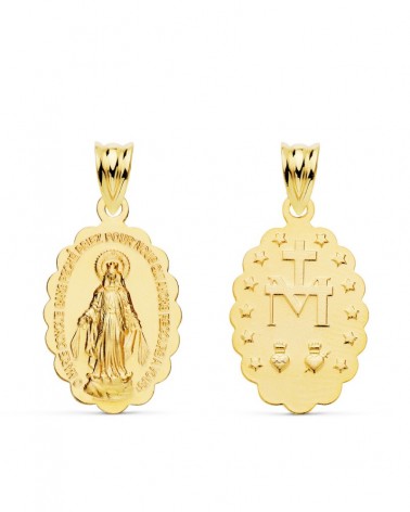 Medalla oro 18k Virgen Milagrosa francesa 20x15 mm