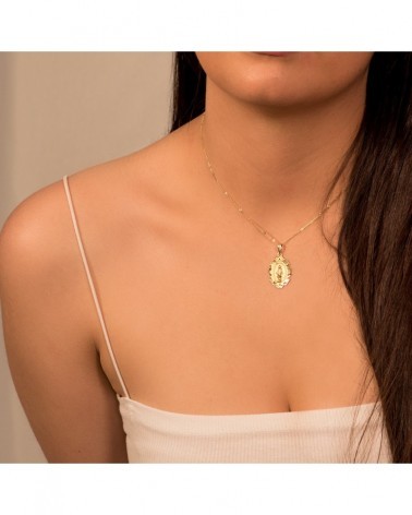 Medalla oro 18k Virgen Milagrosa cerco calado 23x16mm