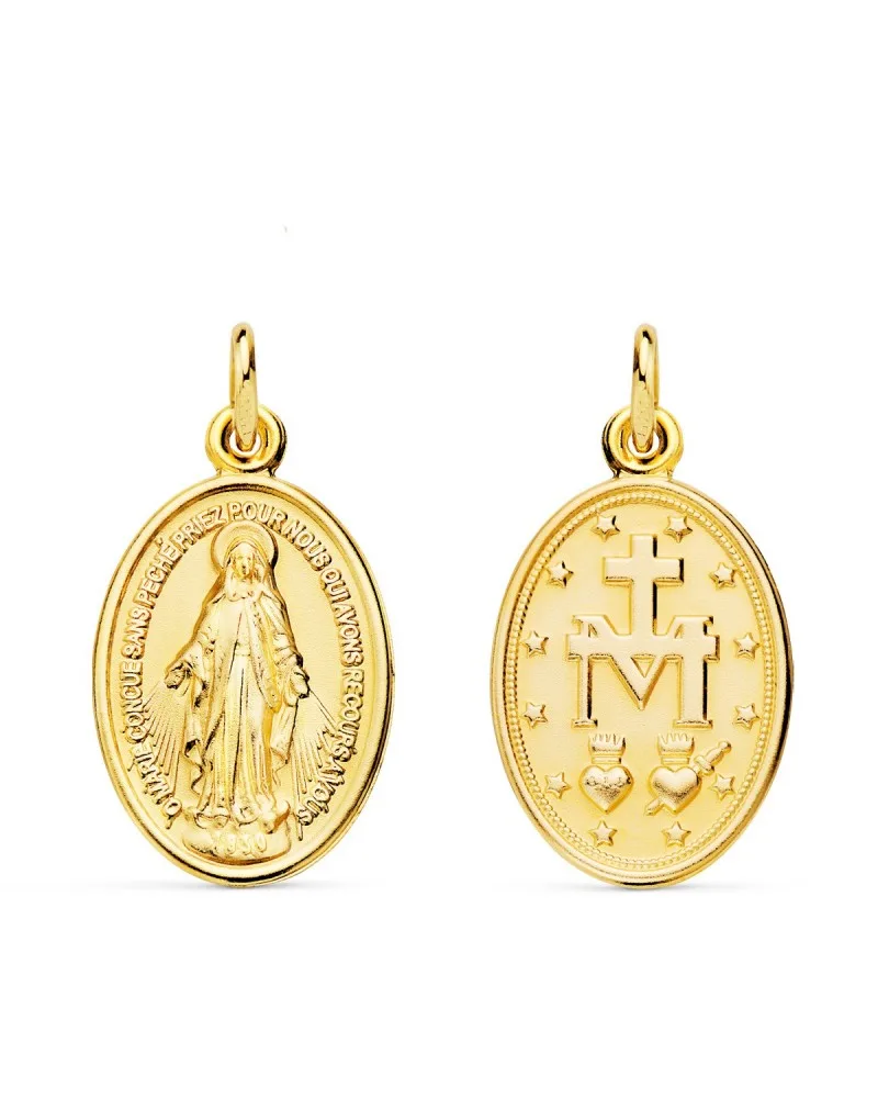 Medalla oro 18k Virgen Milagrosa oval 24x14mm
