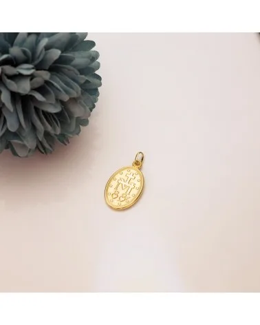 Medalla oro 18k Virgen Milagrosa oval 24x14mm