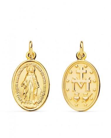 Medalla oro 18k Virgen Milagrosa oval 29x18mm