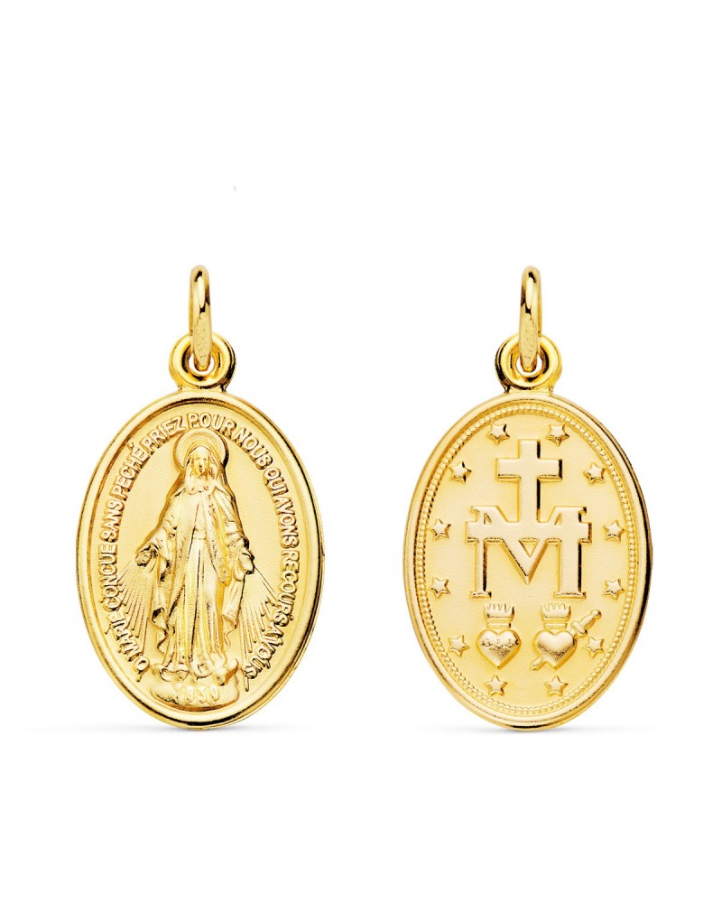 Medalla oro 18k Virgen Milagrosa oval 29x18mm