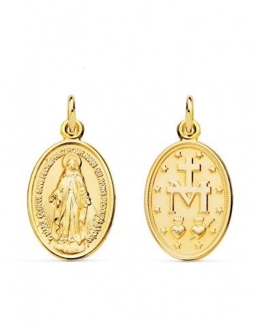 Medalla oro 18k Virgen Milagrosa oval 29x18mm