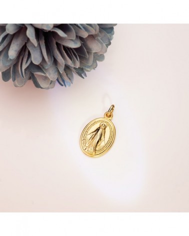 Medalla oro 18k Virgen Milagrosa oval 29x18mm