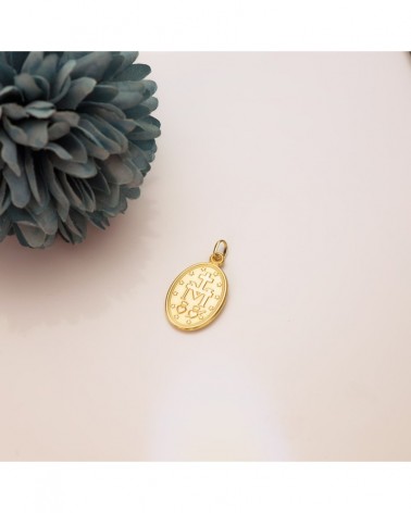 Medalla oro 18k Virgen Milagrosa oval 29x18mm